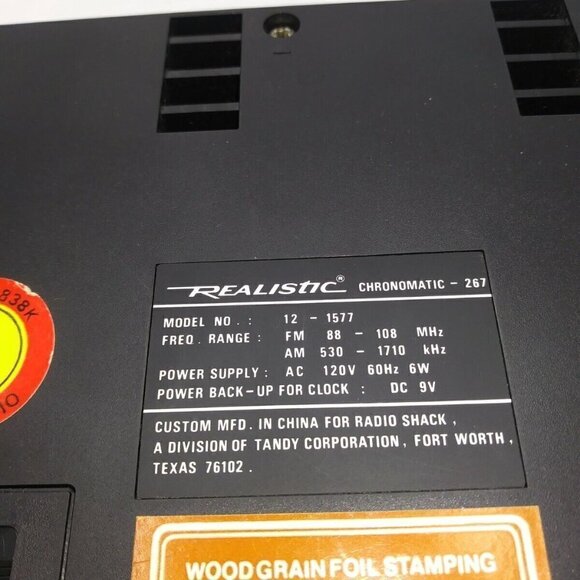 Radio Shack Chronomatic 267 AM/FM Radio Alarm Clock Vintage Tested Works - Picture 8 of 10
